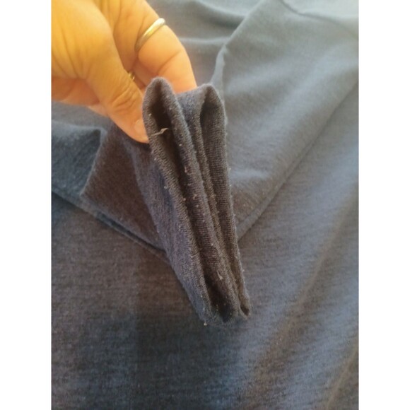 Clara SunWoo blue knit tunic L button accent oversized asymetric minimalist - Picture 10 of 12